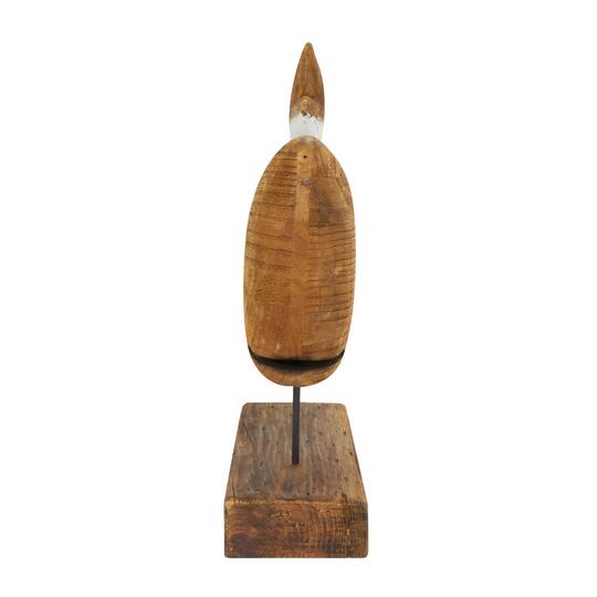18.5" Brown & White Handmade Whale Sculpture Décor